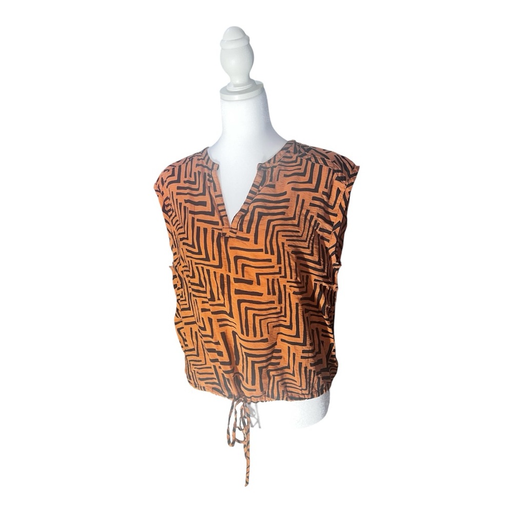 Nine West Geometric Patterned Orange Women's Top - Picture 2 of 10